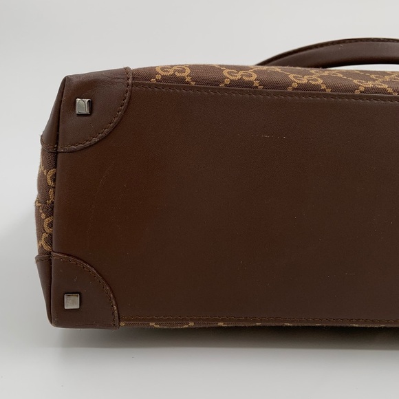 EUC Authentic Gucci Brown Monogram Dome Canvas & Leather Satchel Bag - Picture 16 of 16